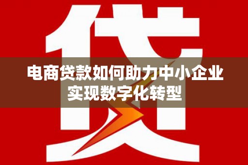 松北电商贷款如何助力中小企业实现数字化转型