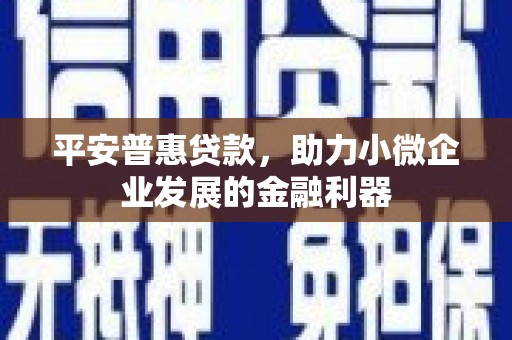 阿里山平安普惠贷款，助力小微企业发展的金融利器